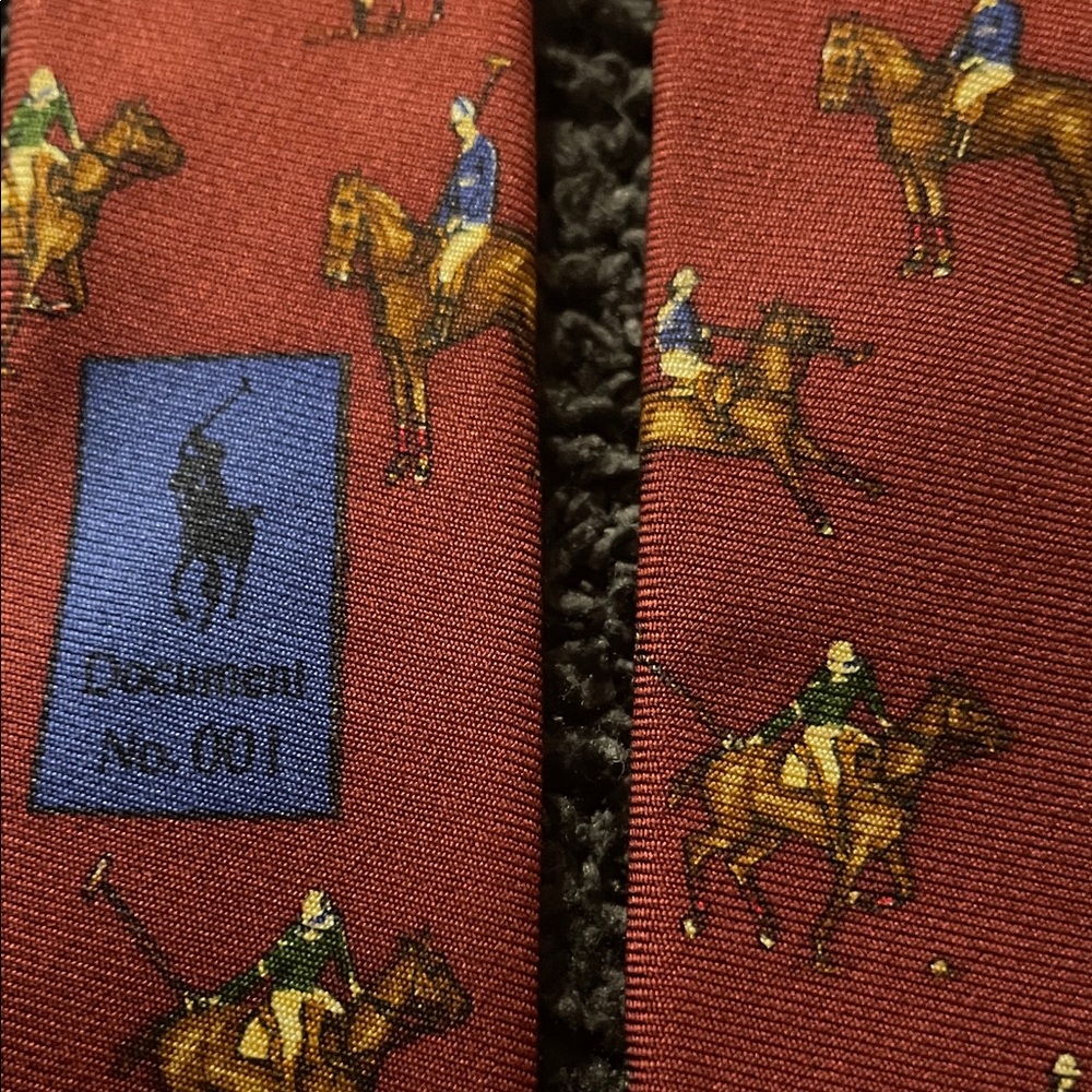 Ralph Lauren Burgundy Polo Match Print Tie RARE - Picture 2 of 5